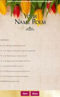 Name Meanings Poem Generator android App screenshot 6